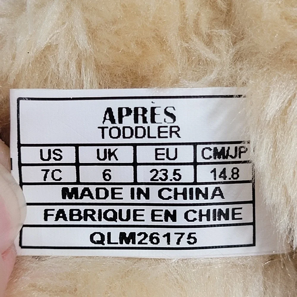 APRES Boots Toddlers 7C Brown Lamo Chestnut Shearling Snowboot Lace Bow Winter